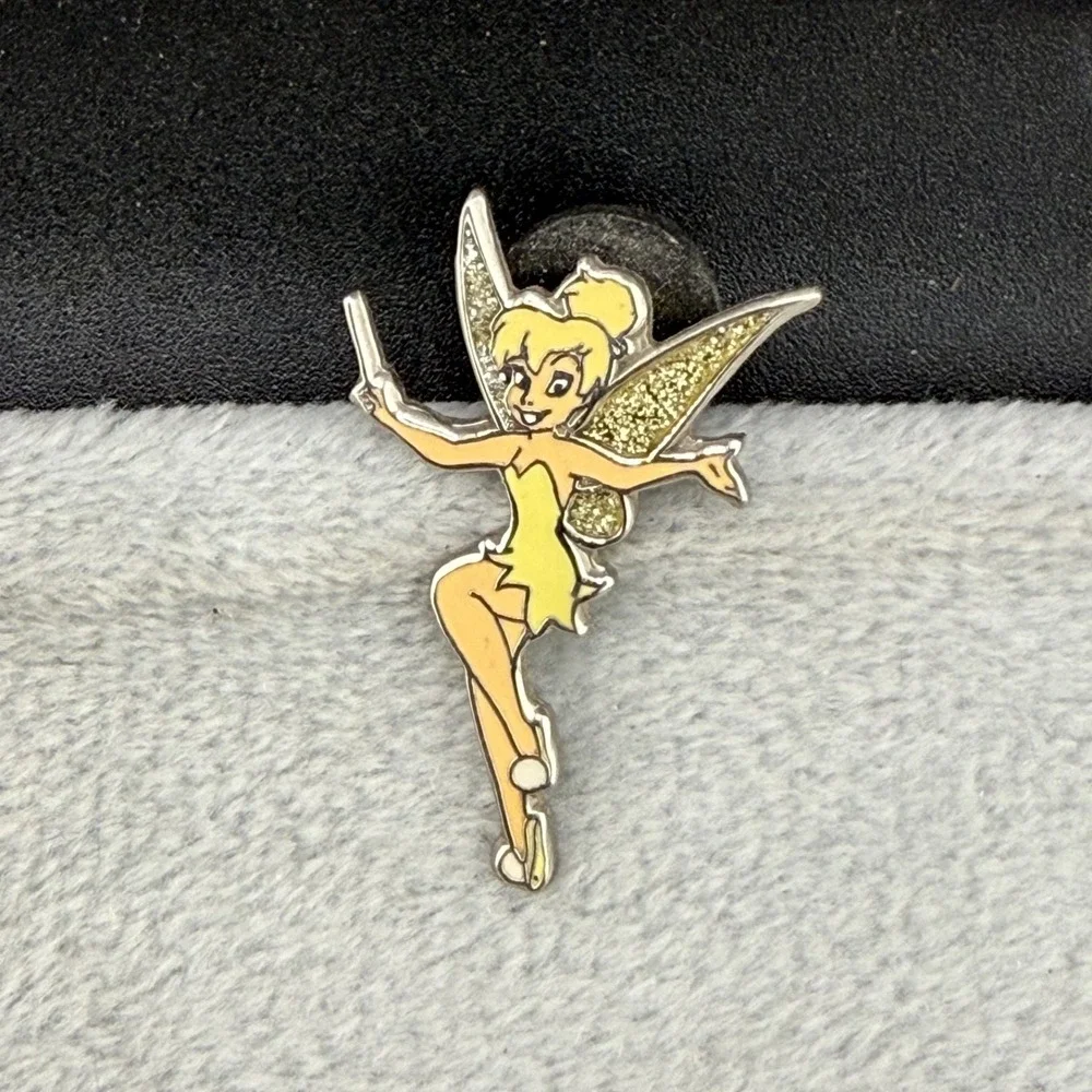 Vintage Disney Pin Tinkerbell Disneyland Resort Exclusive Silver Tone Glitter